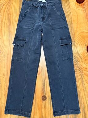 HIDDEN Women's Black Cargo Ankle Jeans - Casual Utility Style Size 27